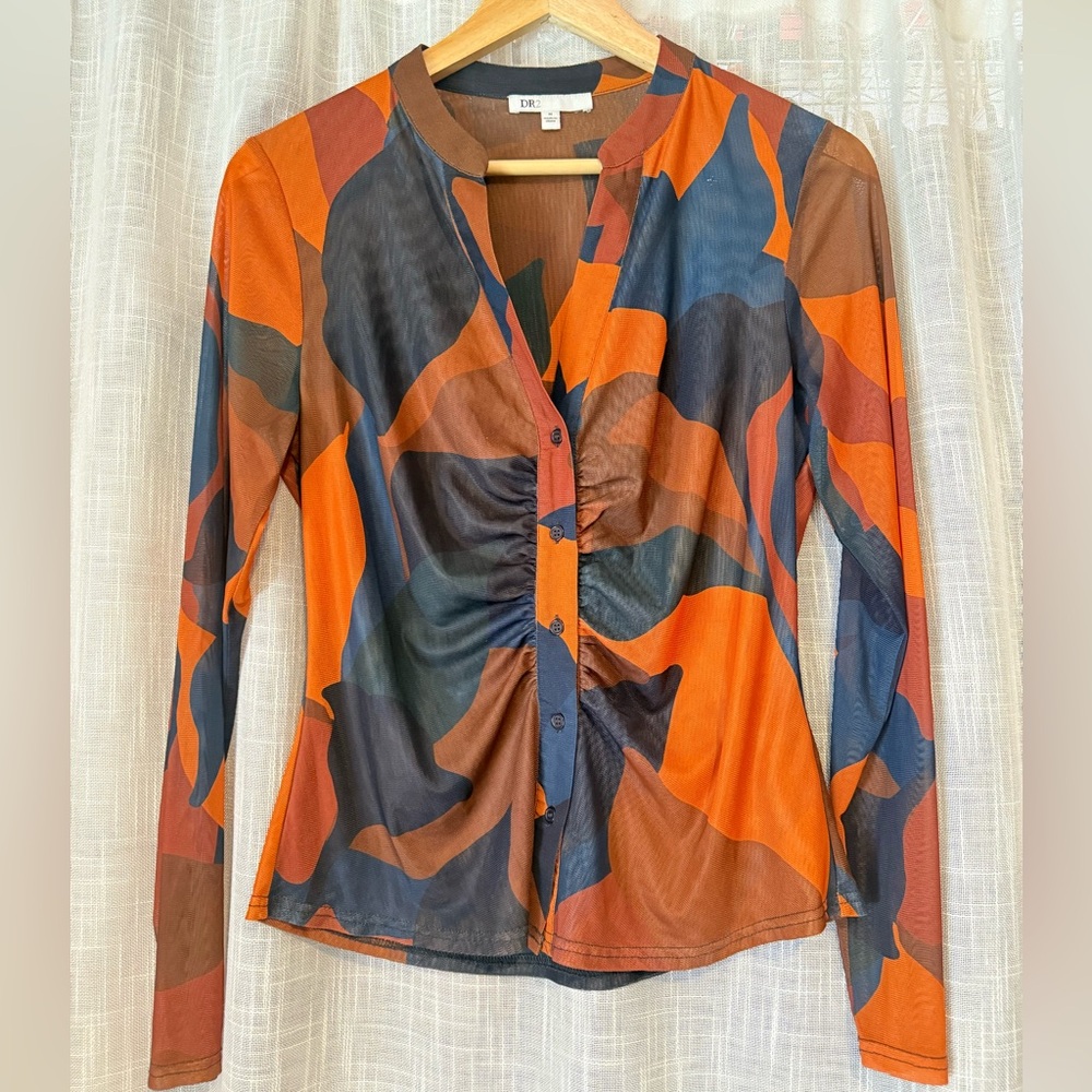 DR2 Multicolor Abstract Print Women's Blouse